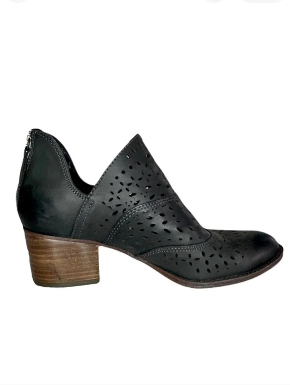 Sofft Black Leather Ankle Bootieswith Cut Out Design